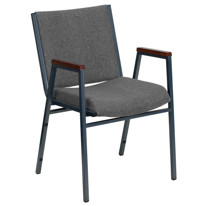Hercules Series Heavy Duty Gray Fabric Stacking Chair with Arms