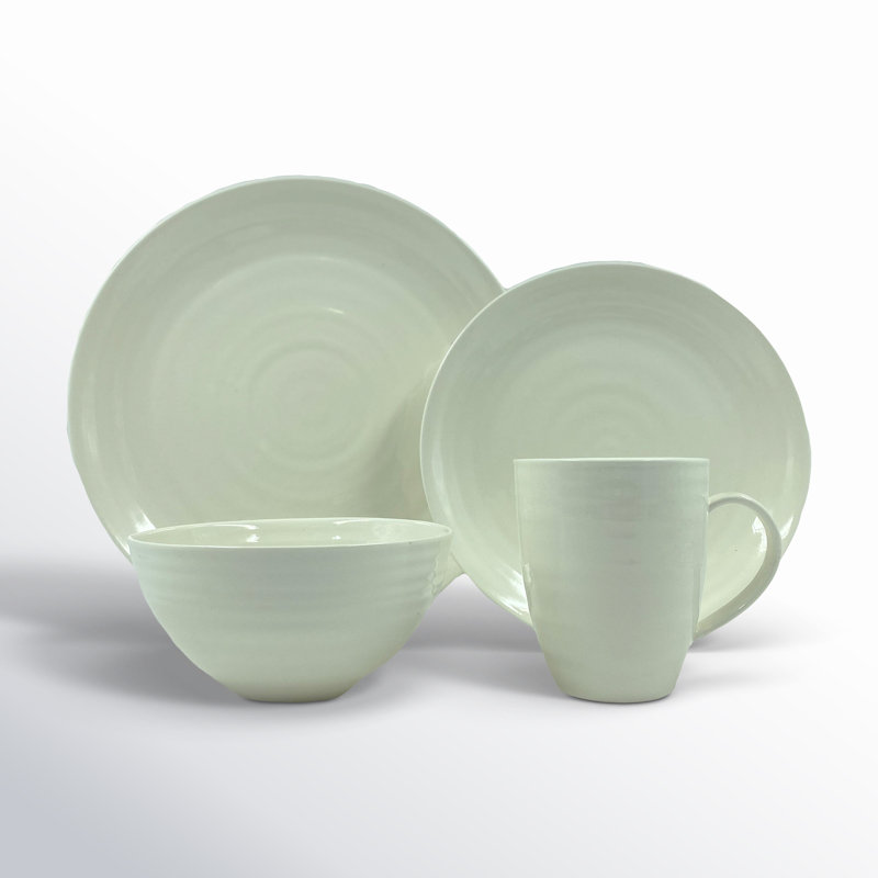 Canvas Home Daniel Smith Porcelain 4 Piece Dinnerware Set, Service For 1, Ivory