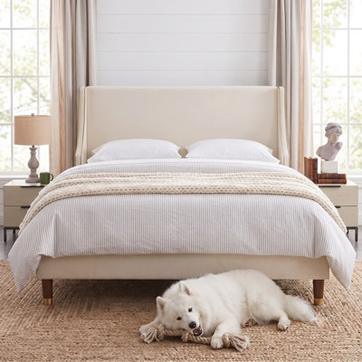 Melaya Wingback Upholstered Platform Bed Frame