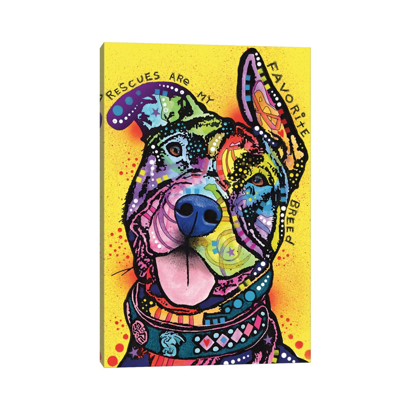 Rescues Are My Favourite Breed by Dean Russo - Print on Canvas, 20.32 cm H x 30.48 cm W, Black Framed