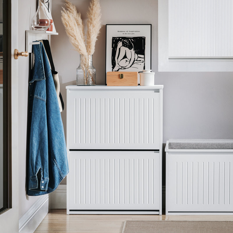 Armoire de rangement pour huit paires de chaussures, Blanc