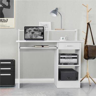 South Shore Axess Computer Desk with Hutch (Color: Pure White)