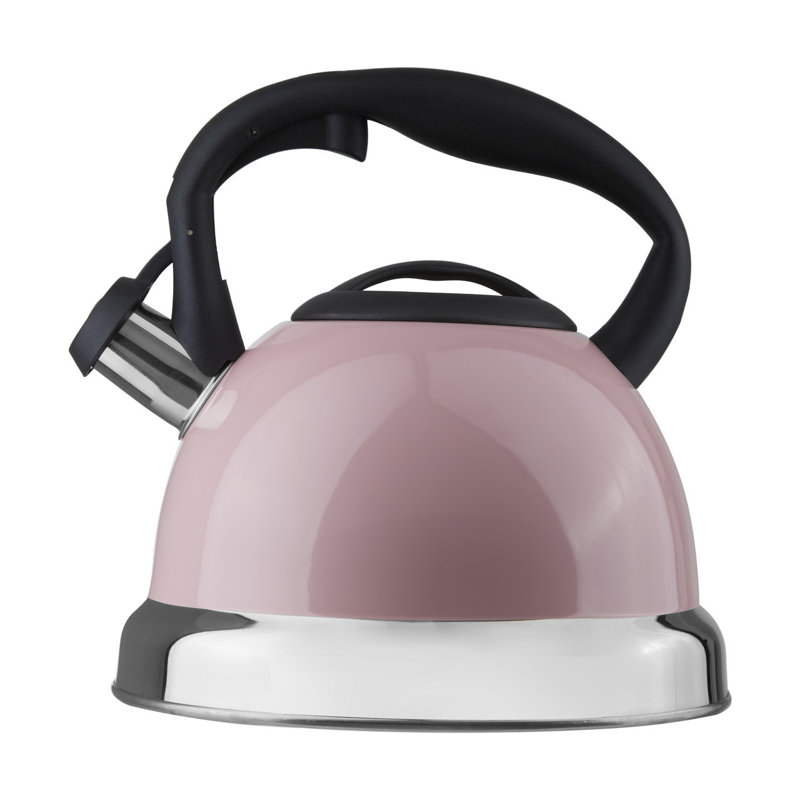 Belfry Kitchen Peniste 3L Stainless Steel Whistling Stovetop Kettle, Pink