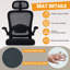 Fauteuil lombaire ergonomique modèle A, accoudoirs rabattables, filet - noir-841086405