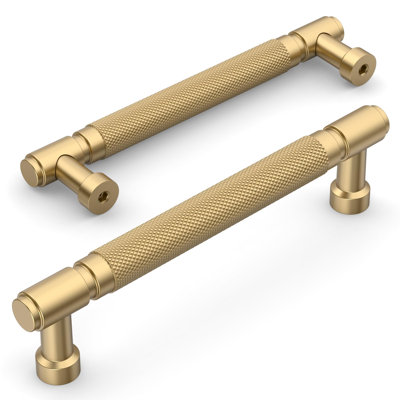 Paquet de 10 poignées d'armoire moletées bronze champagne 5 trous (128 mm)
