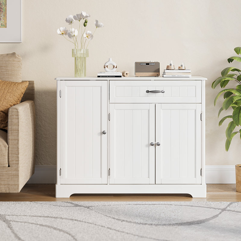 Bayview 33” Stand Kitchen Pantry with 3 Doors, 1 Drawer, Multiple Finish Options, White