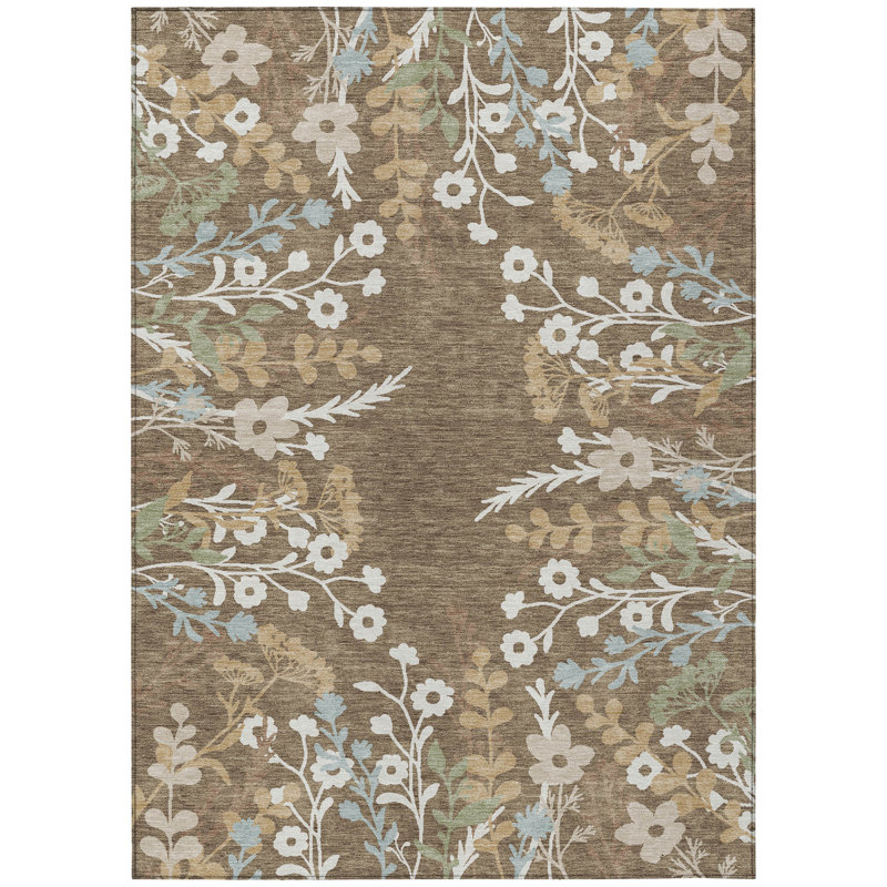 Machine Washable Indoor/Outdoor Chantille ACN2334 Floral Rug, Rectangle 8' x 10'