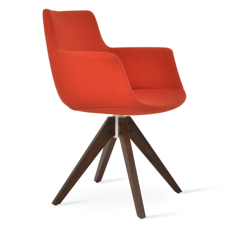 Fauteuil Bottega, Orange, Noyer
