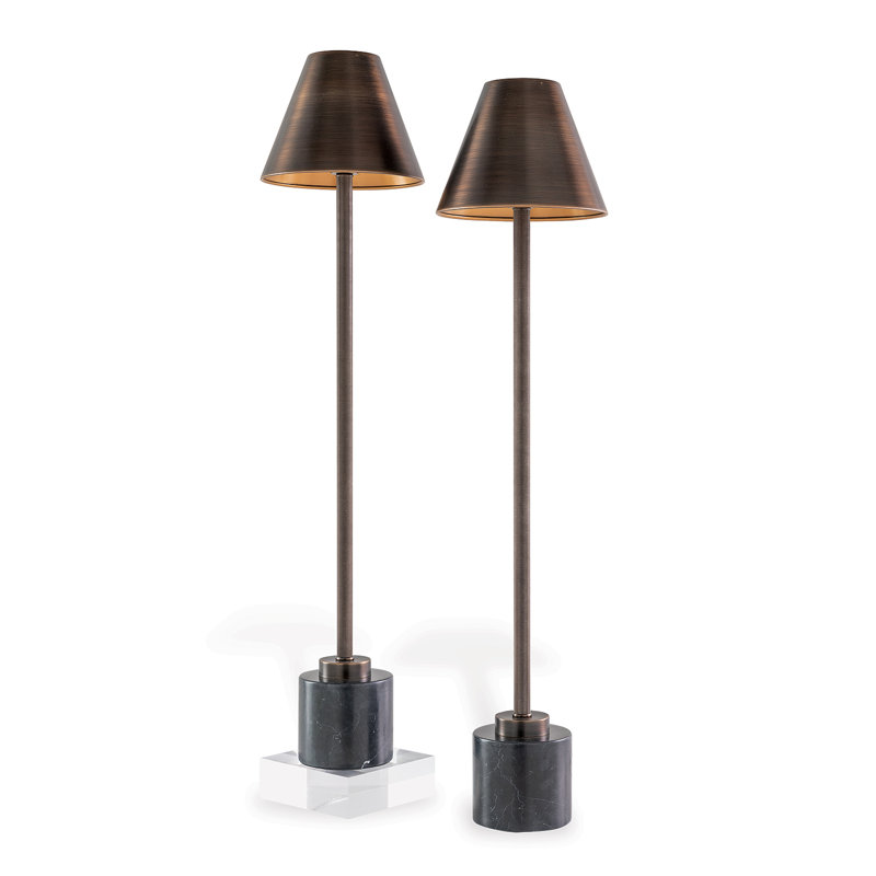 Parliament Buffet Table Lamp Set, Black/Brown
