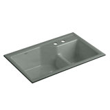 Indio® 33" L x 21.125" W Double Basin Undermount Kitchen Sink with Accessories