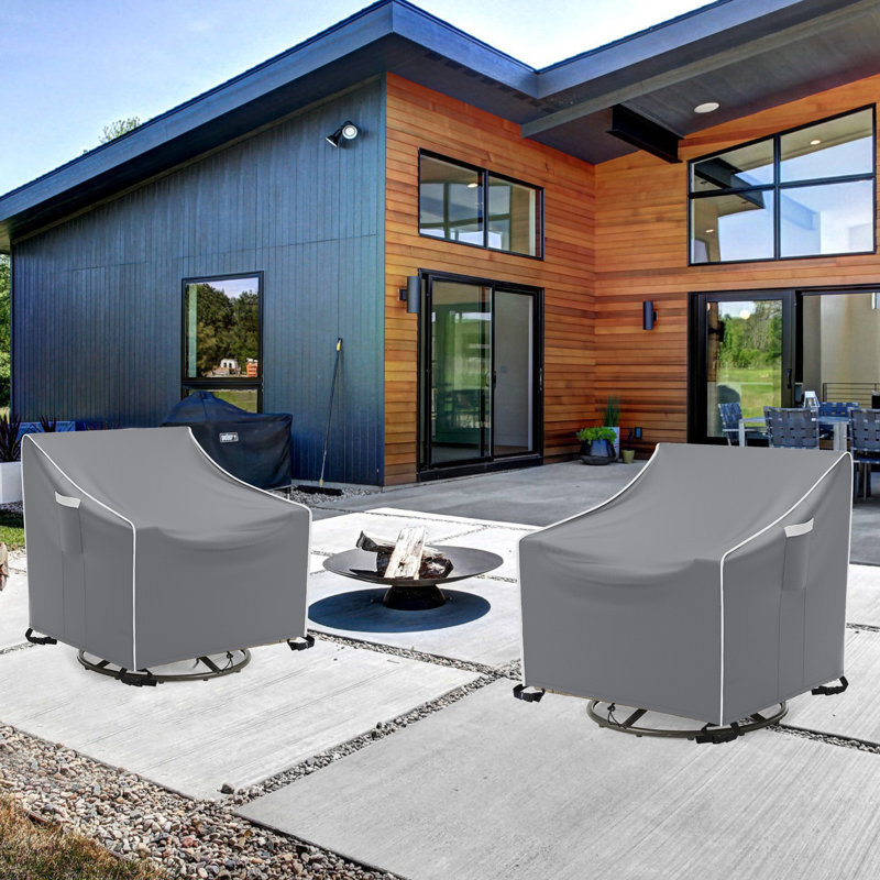 Outdoor Swivel Lounge Chair Cover 2 Pack Waterproof Outdoor Patio Chair Covers, Gray, 38.5" H x 37.5" W x 39" D