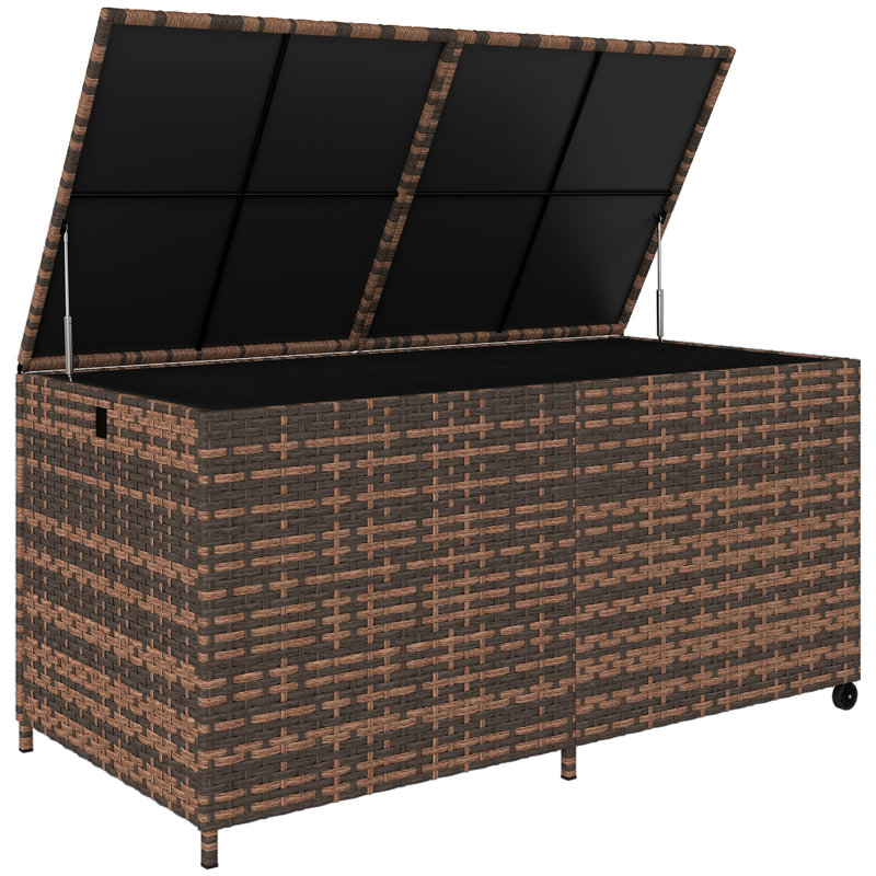 Outsunny 650L Extra Large Garden Storage Box with 2 Wheels, Mixed Brown