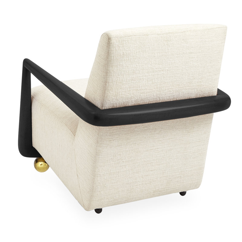 St. Germain Club Chair, Ivory Viscose/Linen/Cotton/Acrylic, Black/Brass