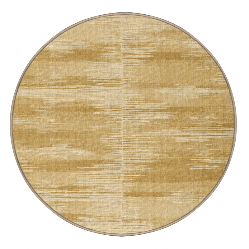 Machine Washable Abstract Beige Area Rug, Round 3'