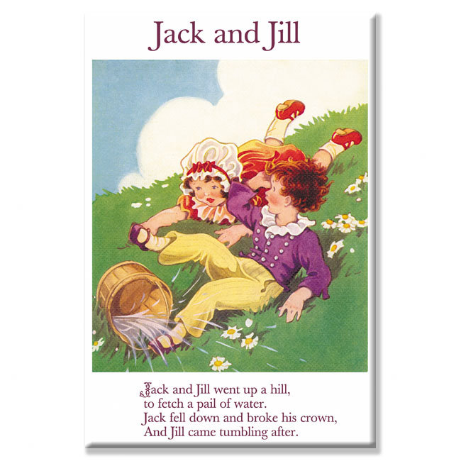 Publicité rétro sur toile tendue Jack and Jill, H 30 po x l 20 po