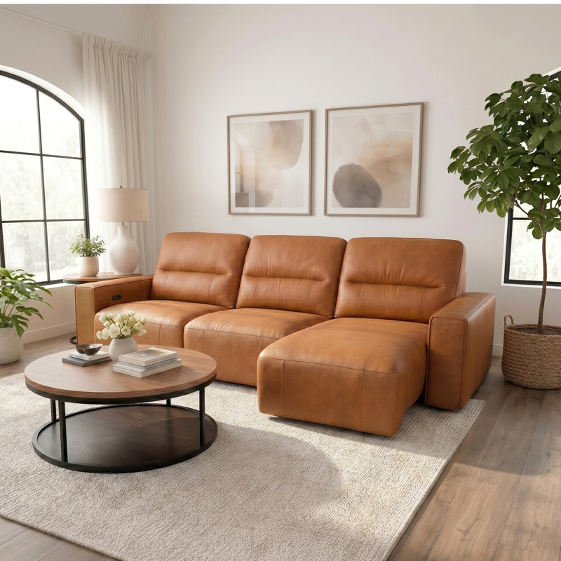 Asthon Multi-Functional Triple Electric Convertible Genuine Leather Slider Sofa