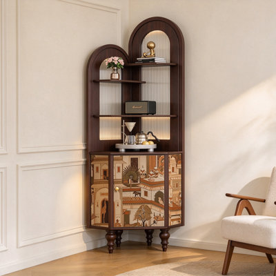 Vitrine décorative de coin en pin