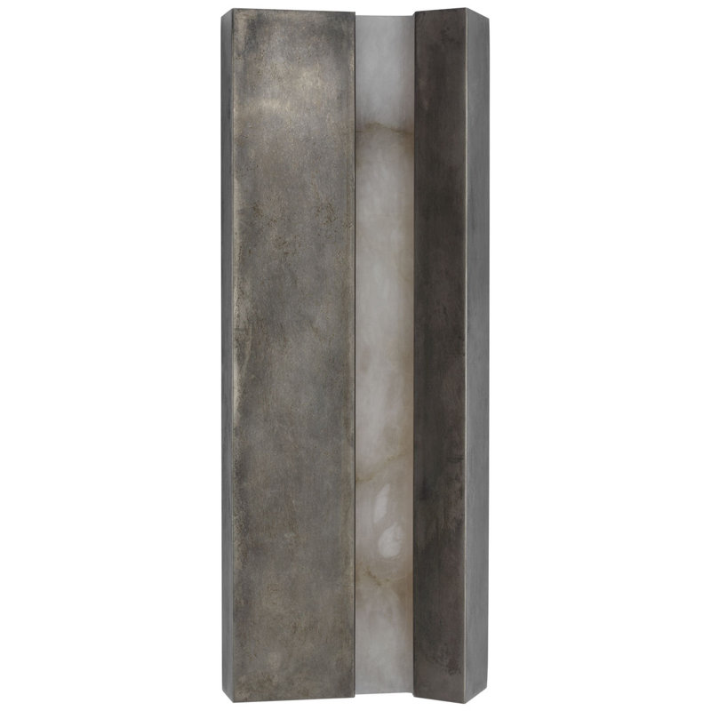 Anne-Marie Barton Austera 32" Sconce with Alabaster, Mottled Pewter, 20" H x 8" W x 3.25" D