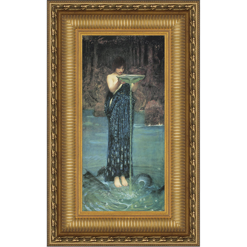 "Circe Invidiosa, 1892" by John William Waterhouse Matted Framed Painting Print with Mounting Hardware , 29.25" H x 17.75" W