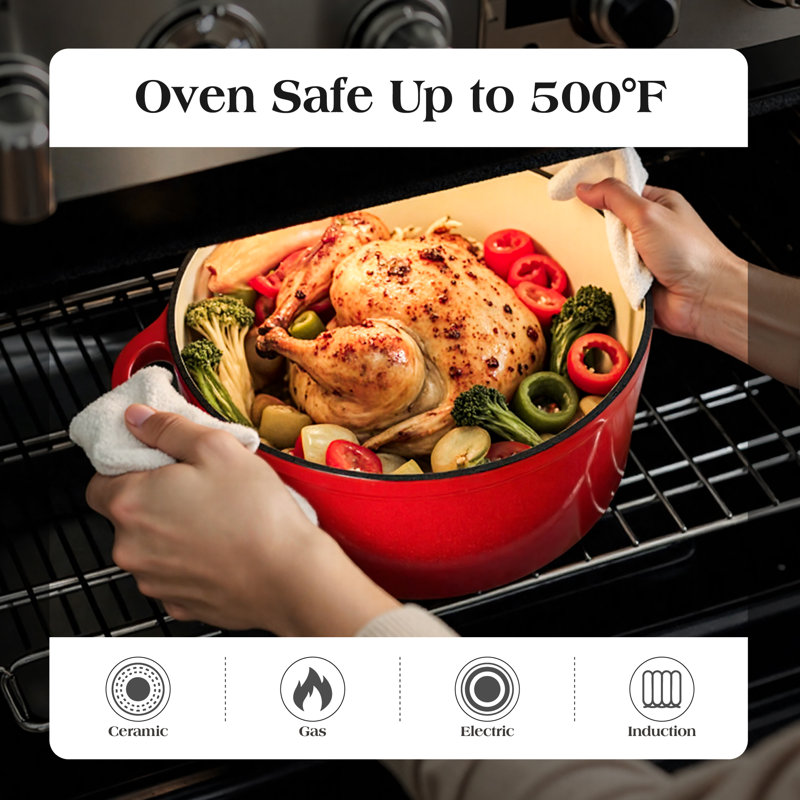 7 - Piece Non-Stick Enamel Cookware Set, Red