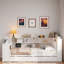 Lit plateforme en bois avec tablettes de rangement, lit gigogne, station de charge, bureau à DEL, bureau et tête de lit tapissier-648480521