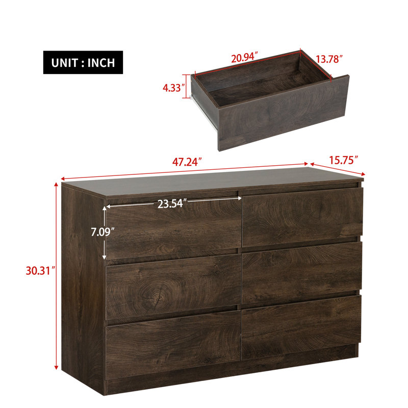 Versatile Multi-Drawer Storage Cabinet: Sideboard, Dresser, and Buffet with 6-Drawer Design