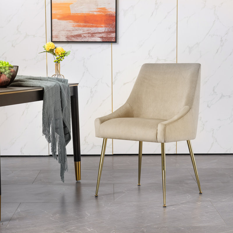Chaise rembourrée en velours Ceilean, Beige