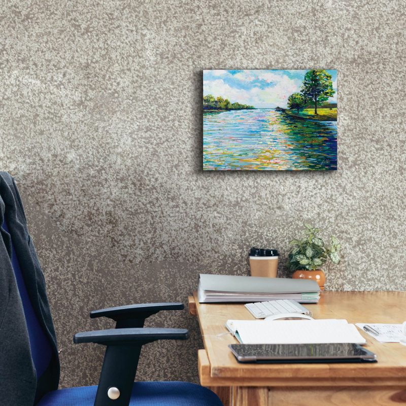 «Lake View» par Jeanette Vertentes, art mural sur toile, H 12 po x l 16 po x P 0,75 po