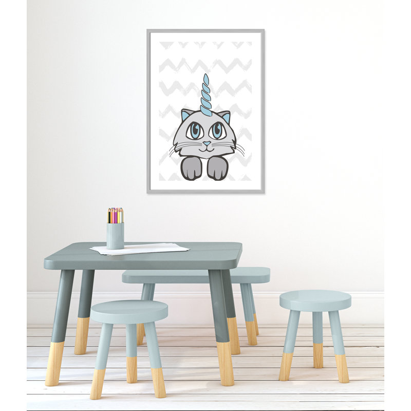 Caticorn II, art encadré, H 34,5 po x l 24,5 po x P 1,18 po, Cadre argenté