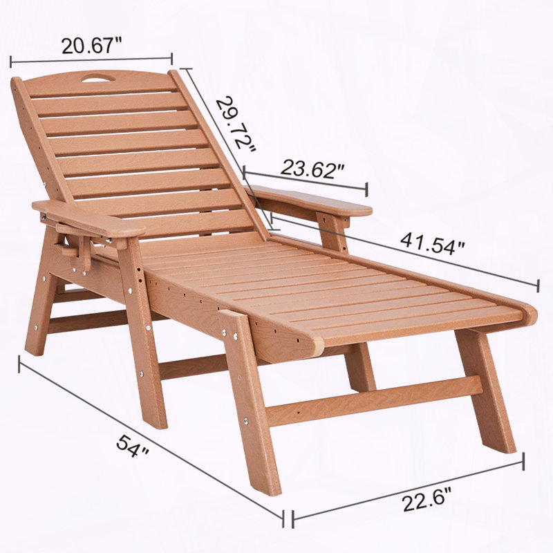 HDPE Chaise Lounge with 6-Position Back and Hidden Cup Holder
