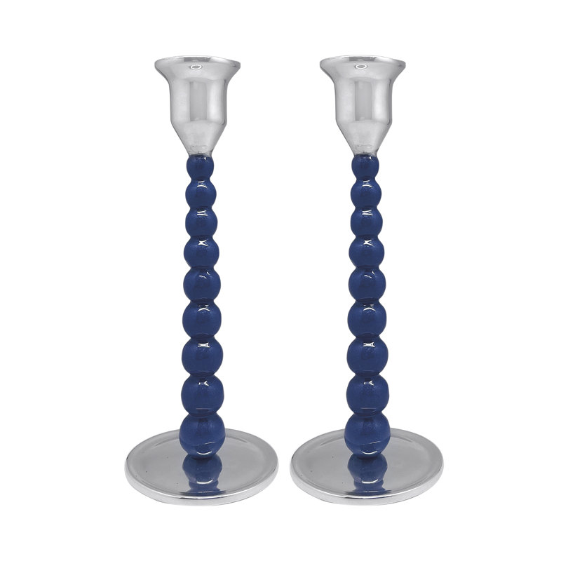 Aluminum Tabletop Candlestick, 9" H x 3.54" W x 3.54" D, Blue
