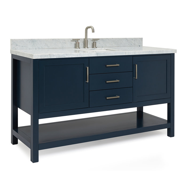 Ensemble de meuble-lavabo simple Abby, Bleu marine, 61"