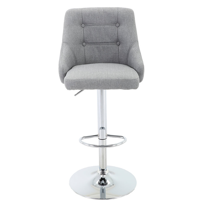 Annasha Swivel Upholstered Adjustable Height Counter Stool with Metal Frame, Grey
