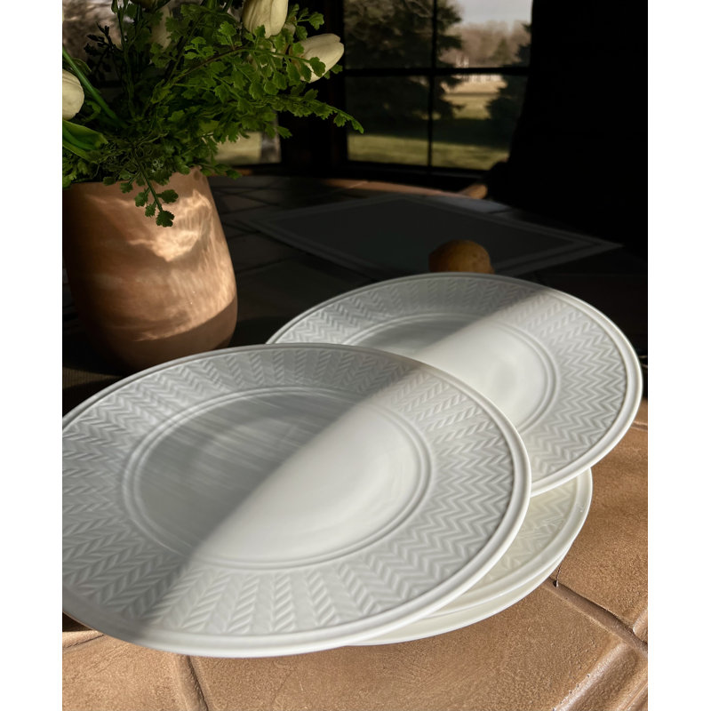 Assiette plate en porcelaine blanche Wheat