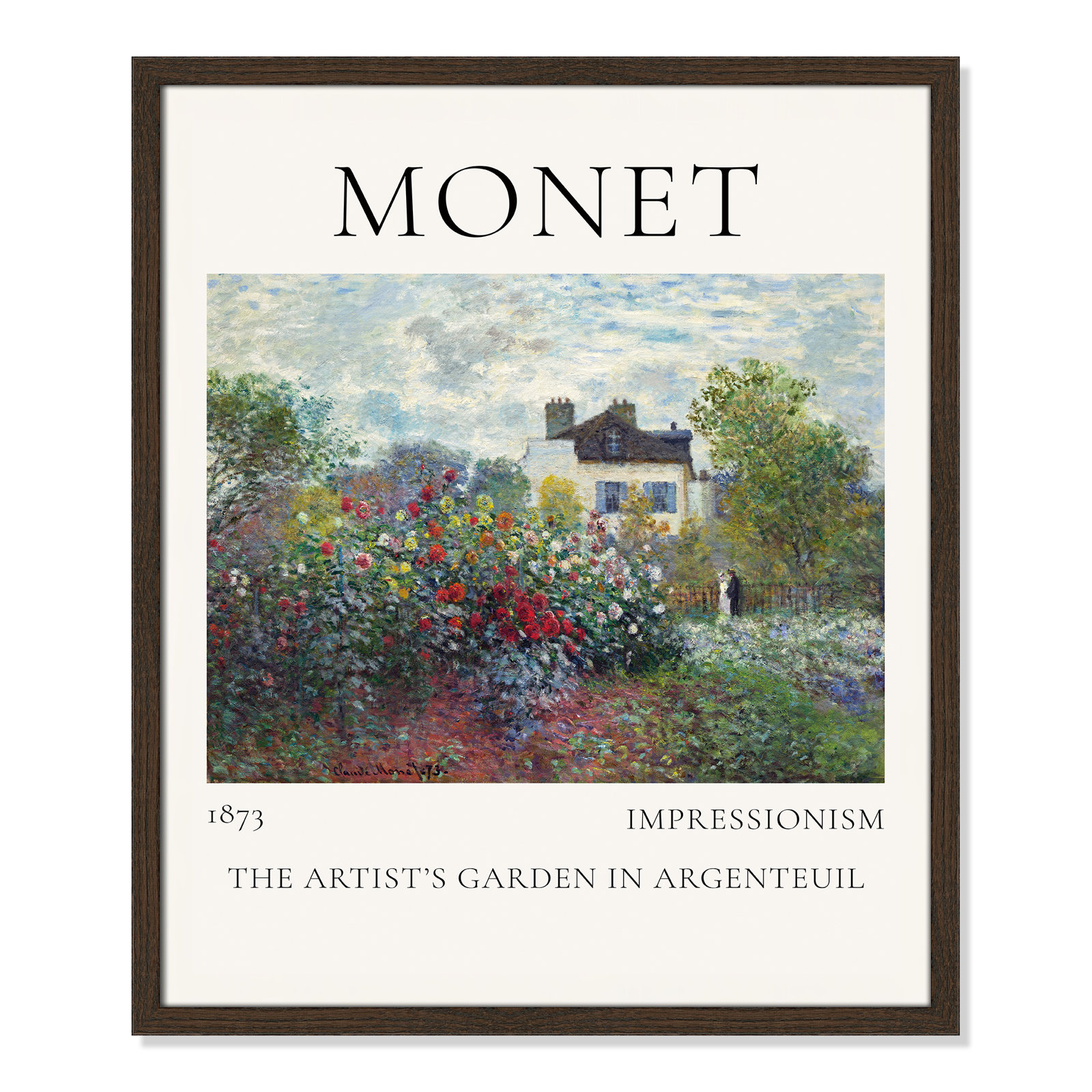 Rocchetto "Artists Garden in Argenteuil" Print, Walnut Single Picture Frame, No, 25.5" H x 21.5" W x 0.75" D
