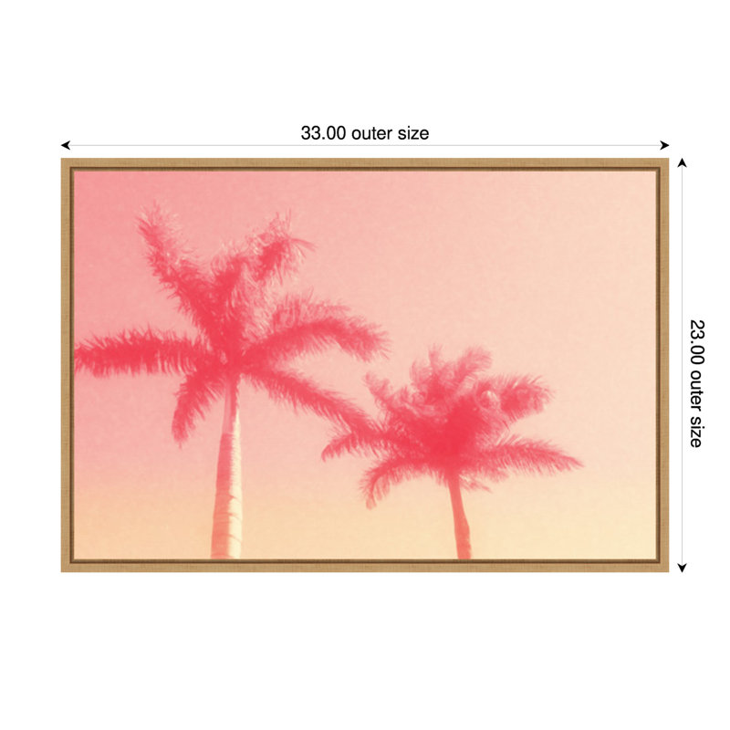 «Palm Trees in Pink» par Grafitee Studios, reproduction d'art sur toile encadrée, H 33 po x l 22,5 po