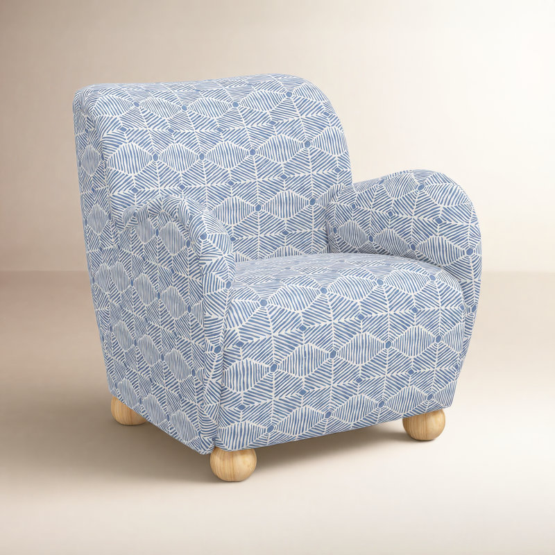 Fauteuil Cowen, Bleu délavé diamant peint
