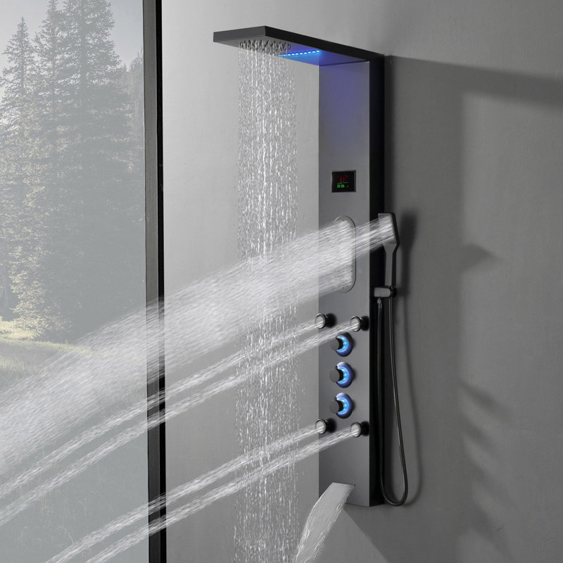 Panneau de douche 57,99 "avec pomme de douche double, Noir mat