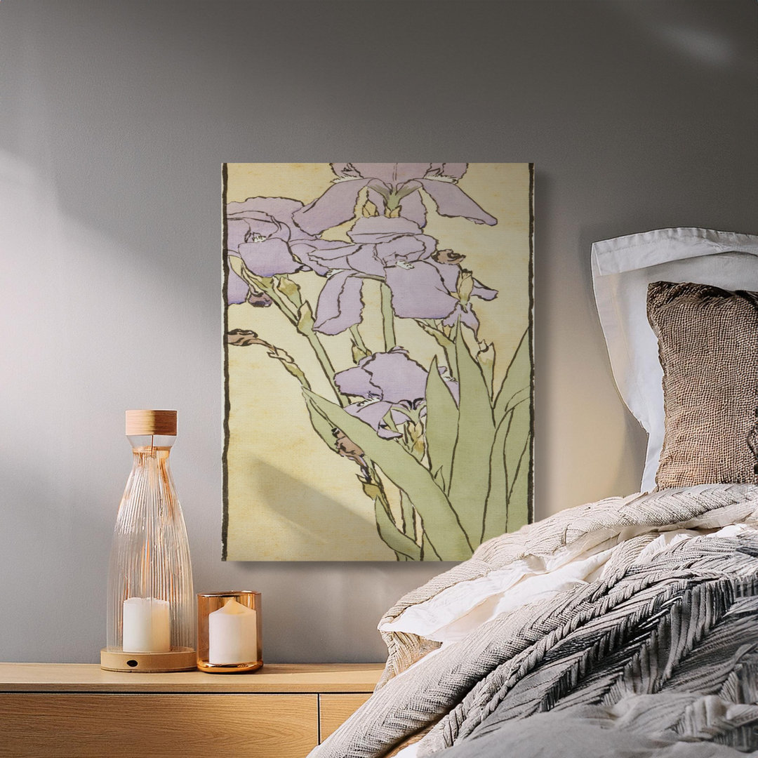 Vintage Purple Iris Botanical Canvas Print