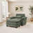 Upholstered Extra Wide Accent Chair With  Rectangle Ottoman-2104095711