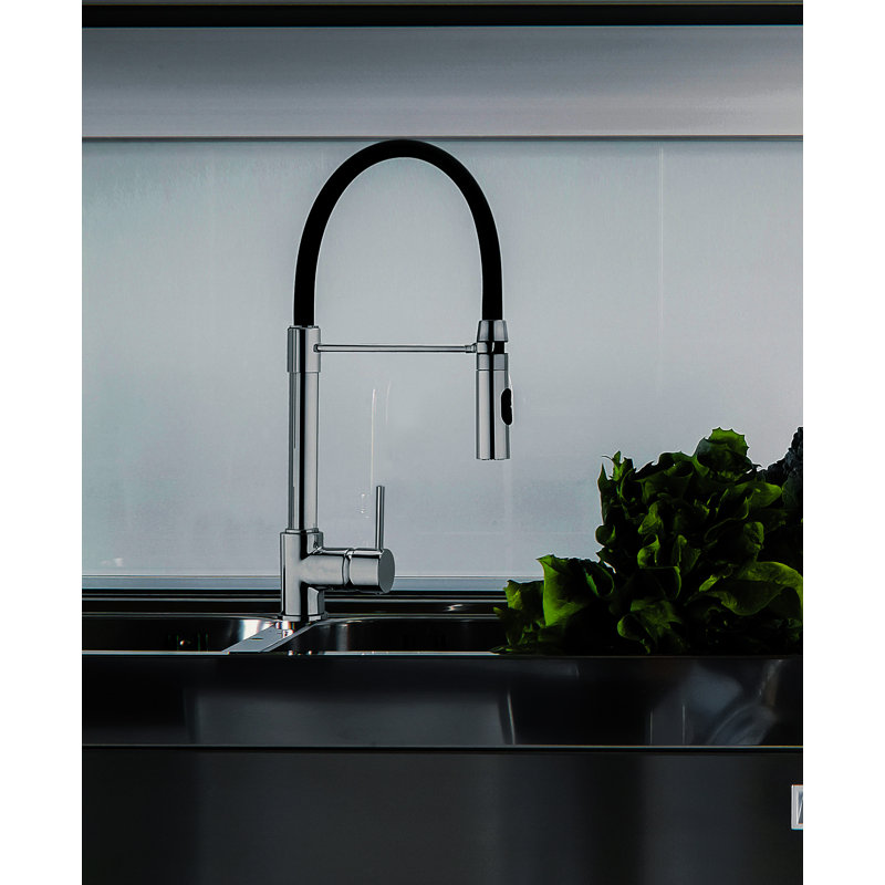 Single Handle Pull Out Faucet with Silicon Spout, Brushed Nickel