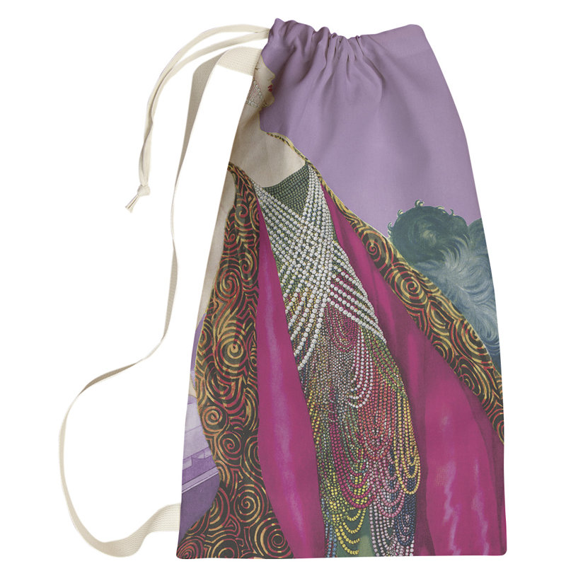 Roxbury Fabric Laundry Bag with Handles, Small ( 64" H x 20" W x 1.5" D), Purple/Pink/Yellow