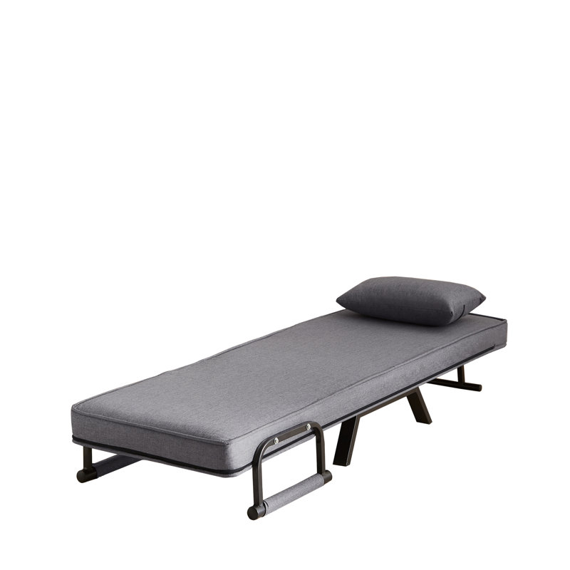 Convertible folding chair bed with 5-position adjustable backrest, comfy sleeper sofa for small spaces, light grey