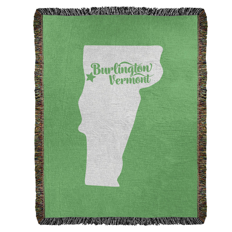 Jeté en coton tissé burlington vermont, l 60 po x L 80 po, Vert