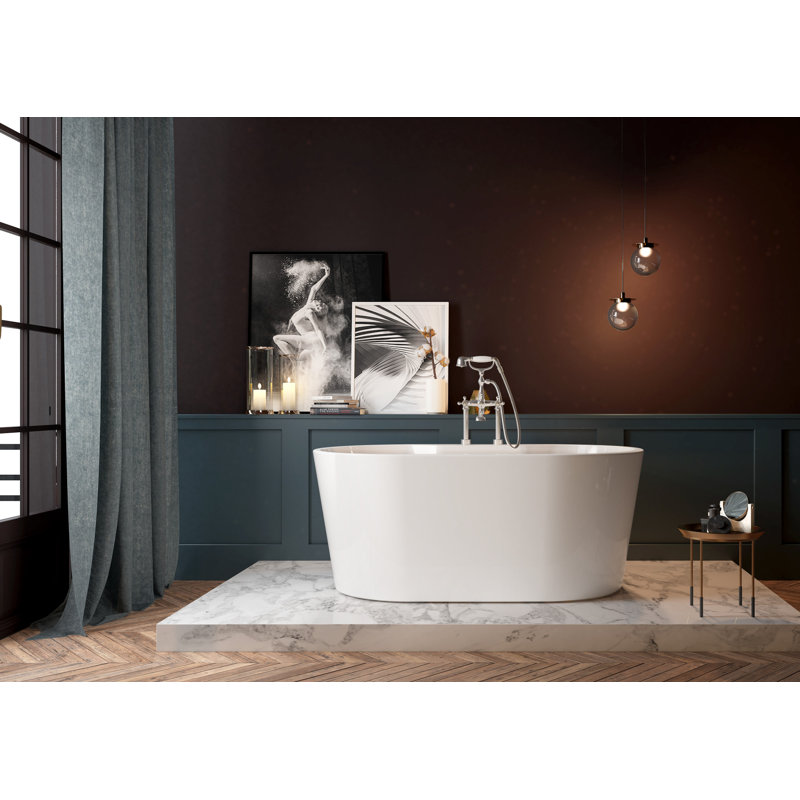 Baignoire autoportante en acrylique avec drain VT7DE553423 de 55 po Kingston White