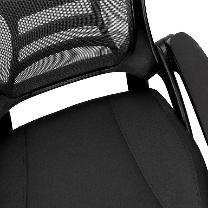 Chaise de bureau en maille noire en métal noir, pivotante, accoudoirs, hauteur réglable, travail ergonomique, contemporain moderne