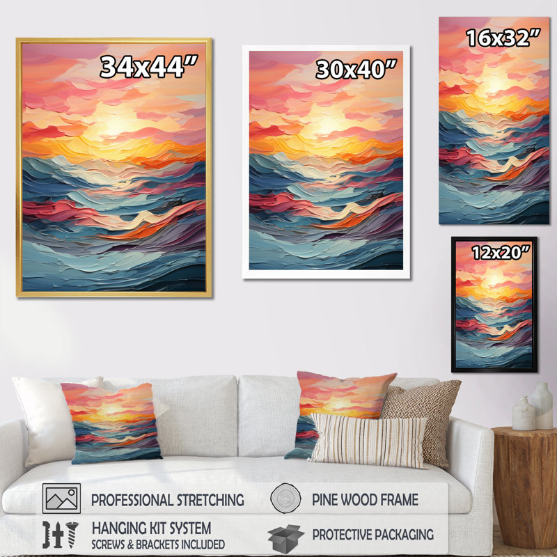 «Iseah Bold Pastel Sunset III», reproduction sur toile, Toile tendue, H 44 po x l 34 po x P 1,5 po