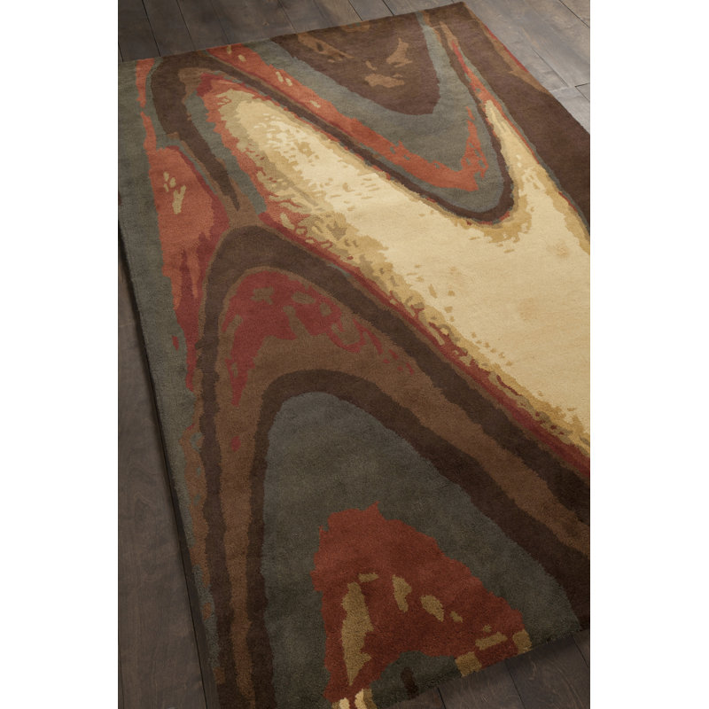 Tapis brun en laine touffeté à la main Stickles Authentic, 5 pi 3 po x 8 po
