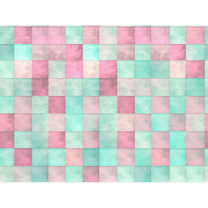 Checkered Comforter, Queen Comforter, Pink/Turquoise Checkered