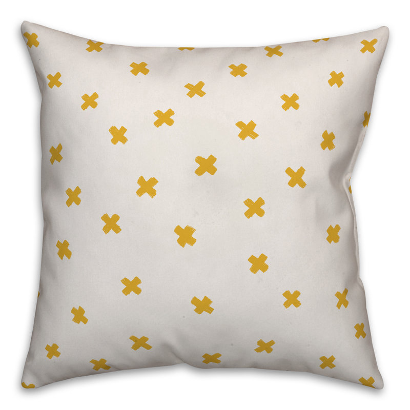 Polka Dots Reversible Throw Pillow, 20" x 20", White/Yellow Geometric 2